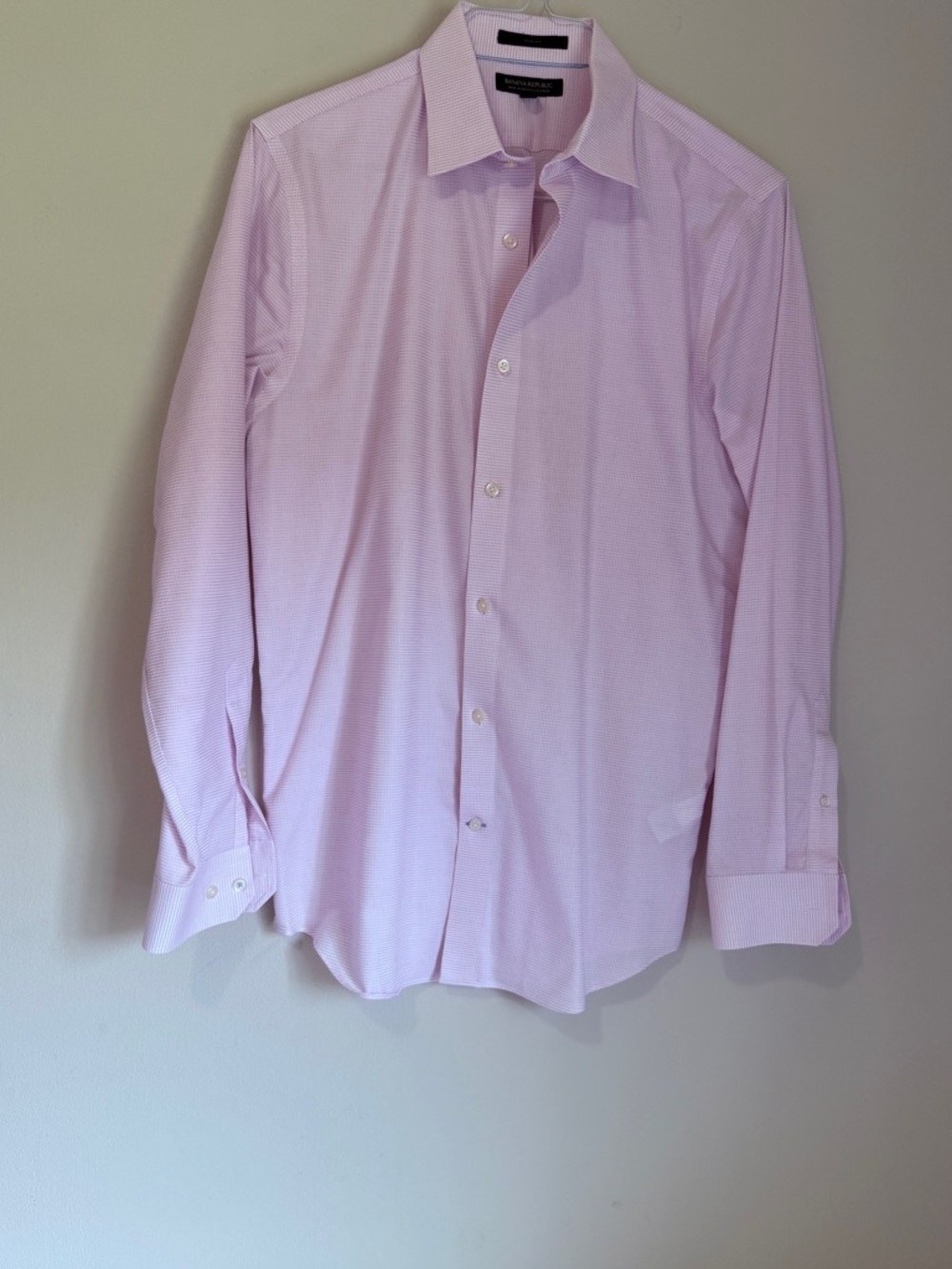 Banana Republic Men’s Slim Fit Non Iron 💯 Cotton Pink Herringbone Dress Shirt M
